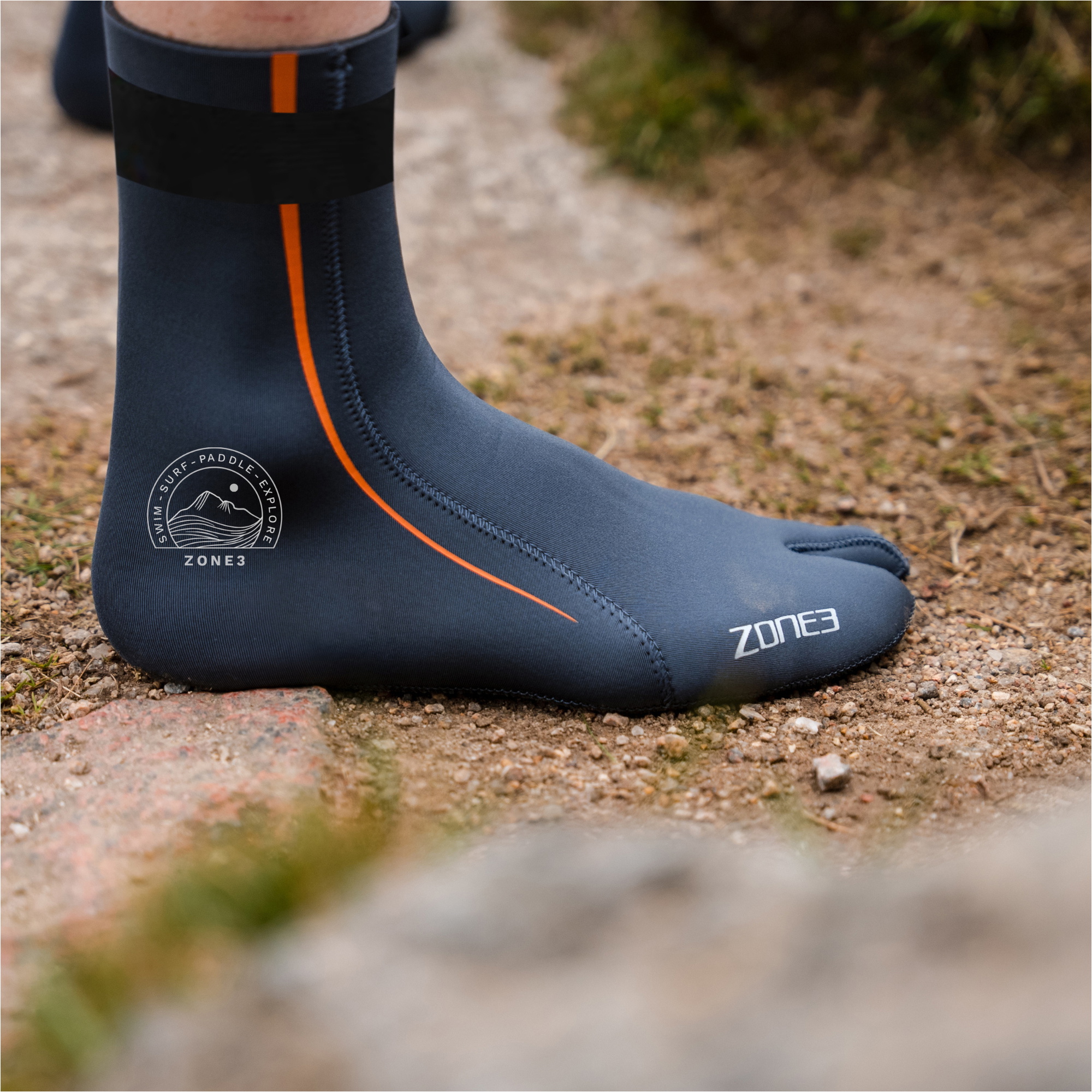 2026 ZONE3 Active-Flex 3mm Swim Sock NA25UAFSS104 - Grey / Orange